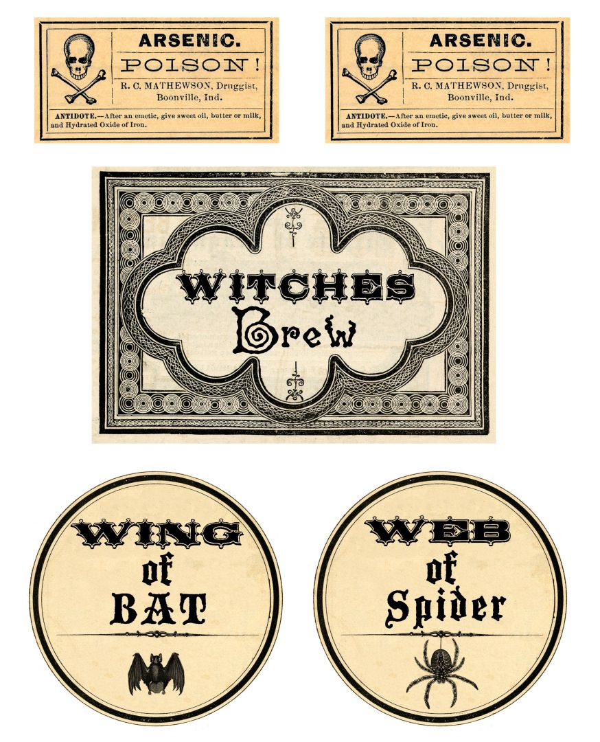 10 Best Vintage Printable Halloween Bottle Labels Printablee