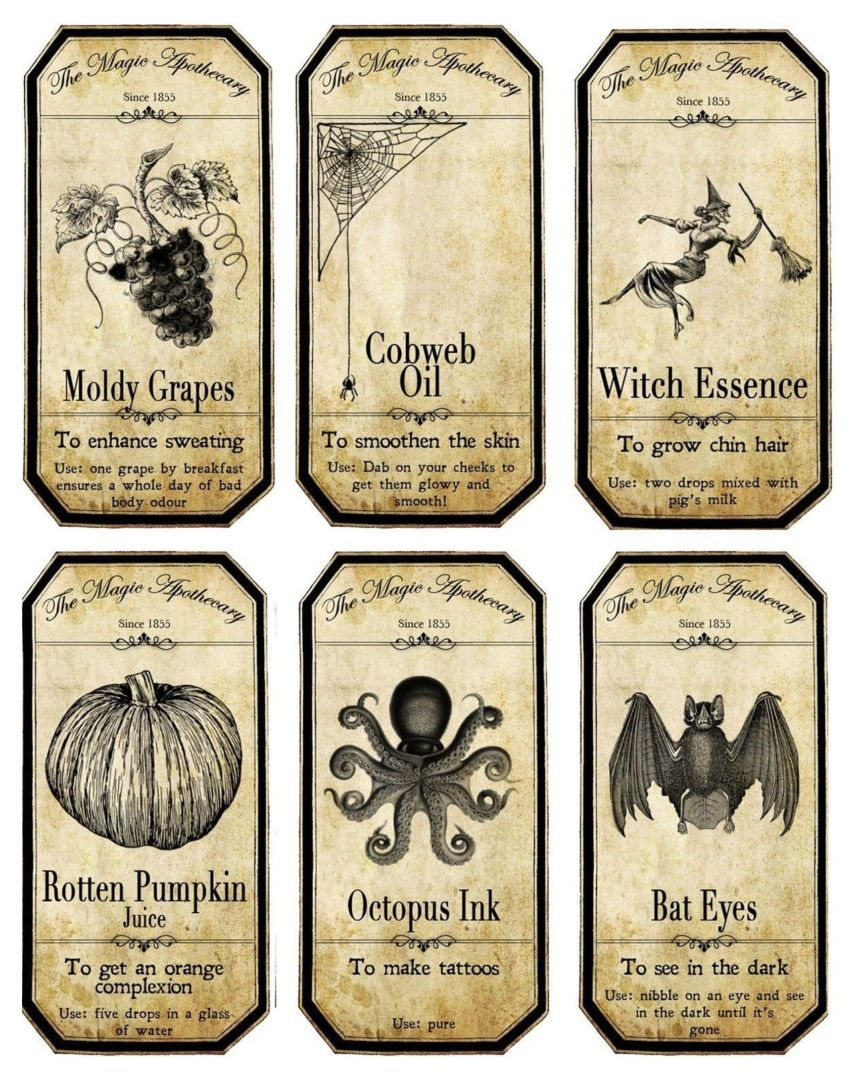 10 Best Vintage Printable Halloween Bottle Labels Printablee