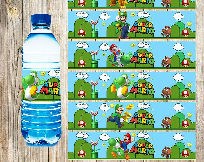 12 Super Mario Bros Water Bottle Label Instant Download Printable 