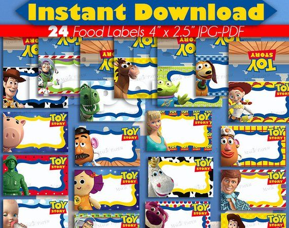 24 Toy Story Food Labels Printable Toy Story Food Tent Cards Food 