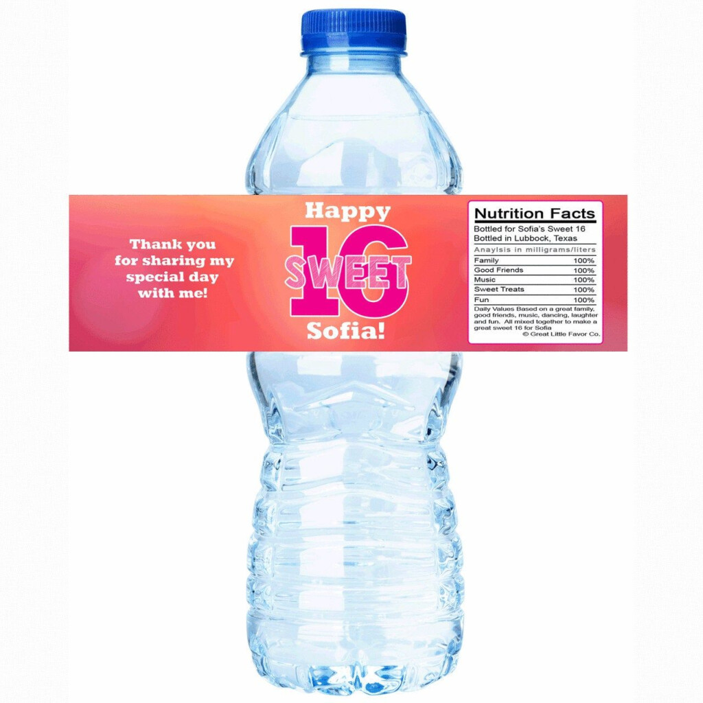 30 Simply Beautiful Sweet 16 Birthday Water Bottle Labels Etsy 