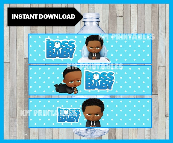 African American Boss Baby Water Bottle Labels Printable Boss Etsy