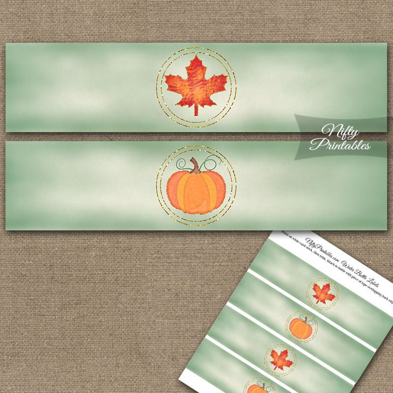 Autumn Pumpkin Water Bottle Labels Nifty Printables Printable Water