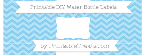 Baby Blue Chevron DIY Water Bottle Labels Printable Treats