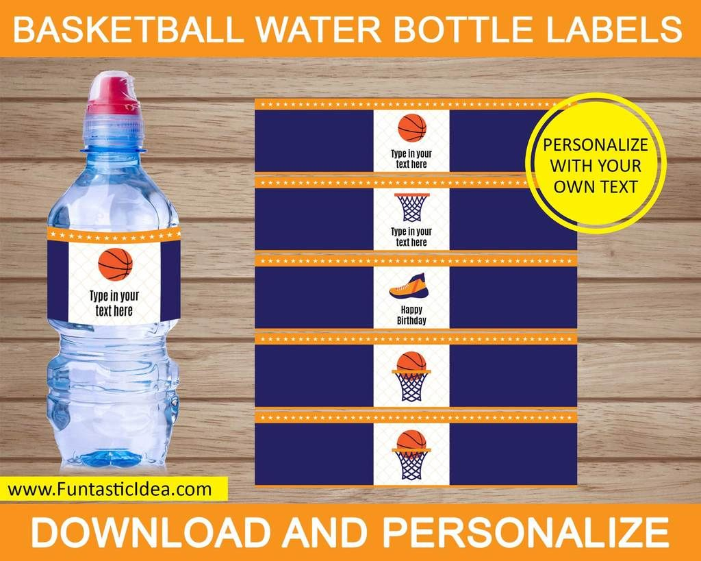 Basketball Party Water Bottle Labels Bottle Labels Water Bottle 