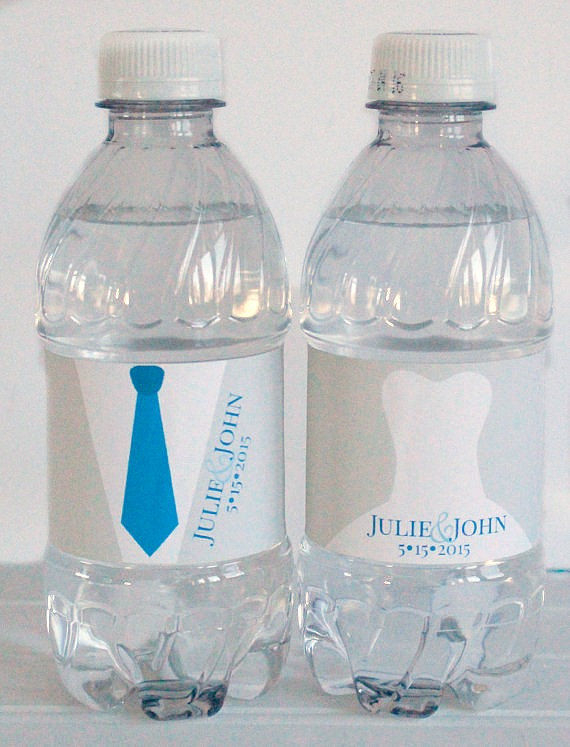 Bride Groom Water Bottle Labels