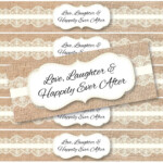 Burlap Lace Water Bottle Labels Love Laughter Happily Ever After