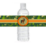 Camouflage Hunting Water Bottle Labels Printable Orange Camo