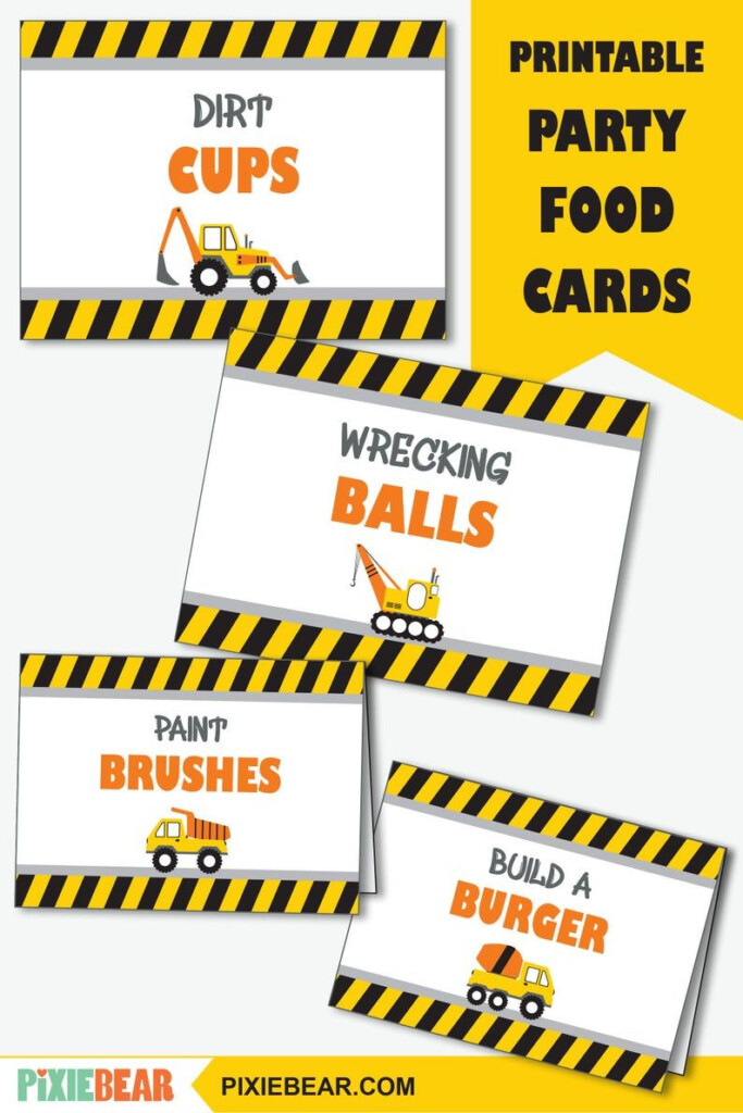 Construction Food Labels Printable Construction Party Food Tent Cards 