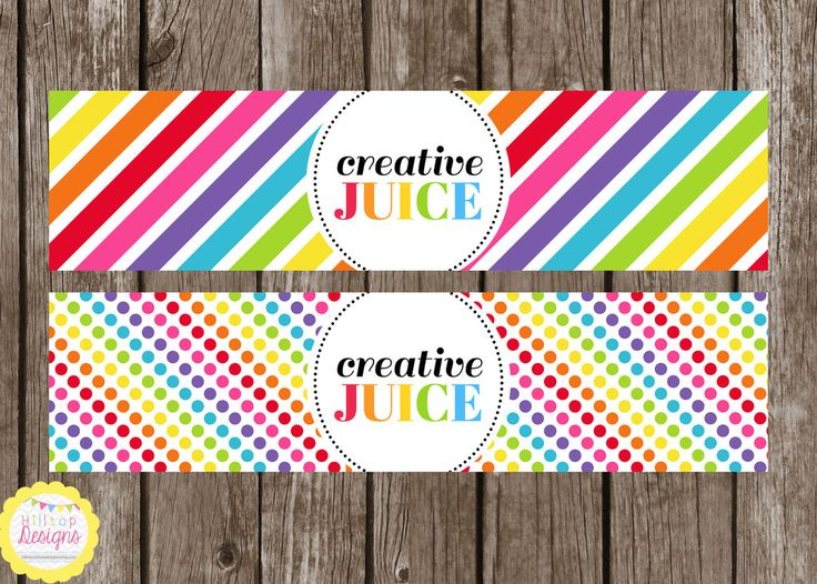 Creative Juice Rainbow Drink Labels Party Labels Party Labels 
