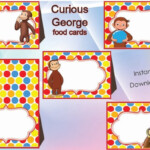 Curious George Food Labels Food Tents Cards Tags Curious