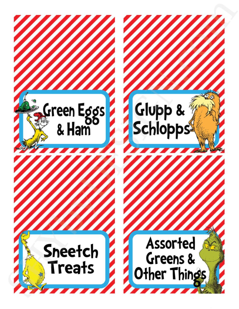 Customized Set Of 12 PRINTABLE Dr Seuss Food Drink DIY Tent Label 