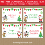 Cute Christmas Candy Buffet Labels Printable Editable Christmas