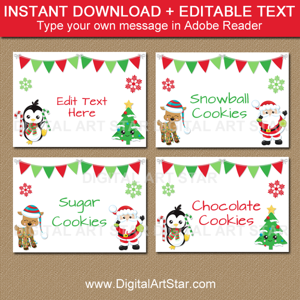 Cute Christmas Candy Buffet Labels Printable Editable Christmas 