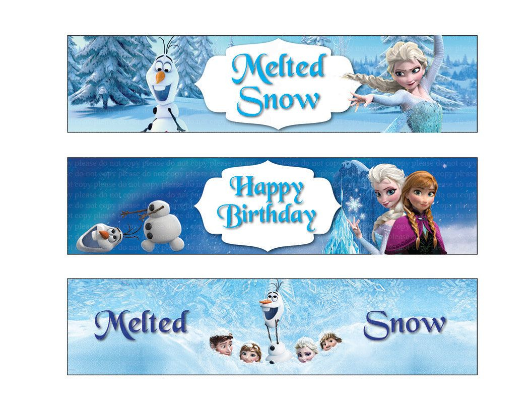 Disney Frozen Water Bottle Labels Disney Frozen Birthday Party 