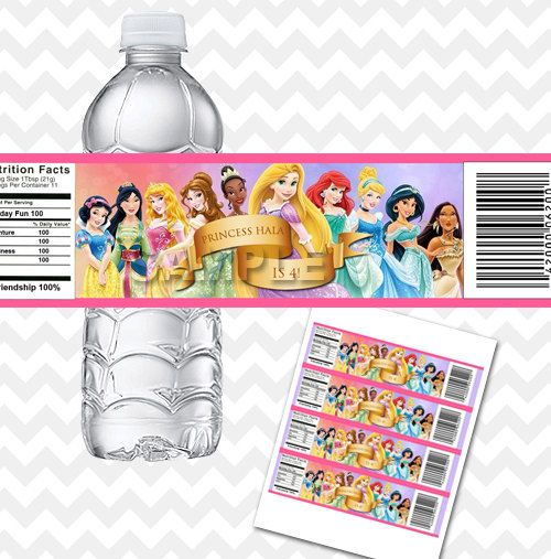 Disney Princess Water Bottle Label Printable Princess Stickers Print 