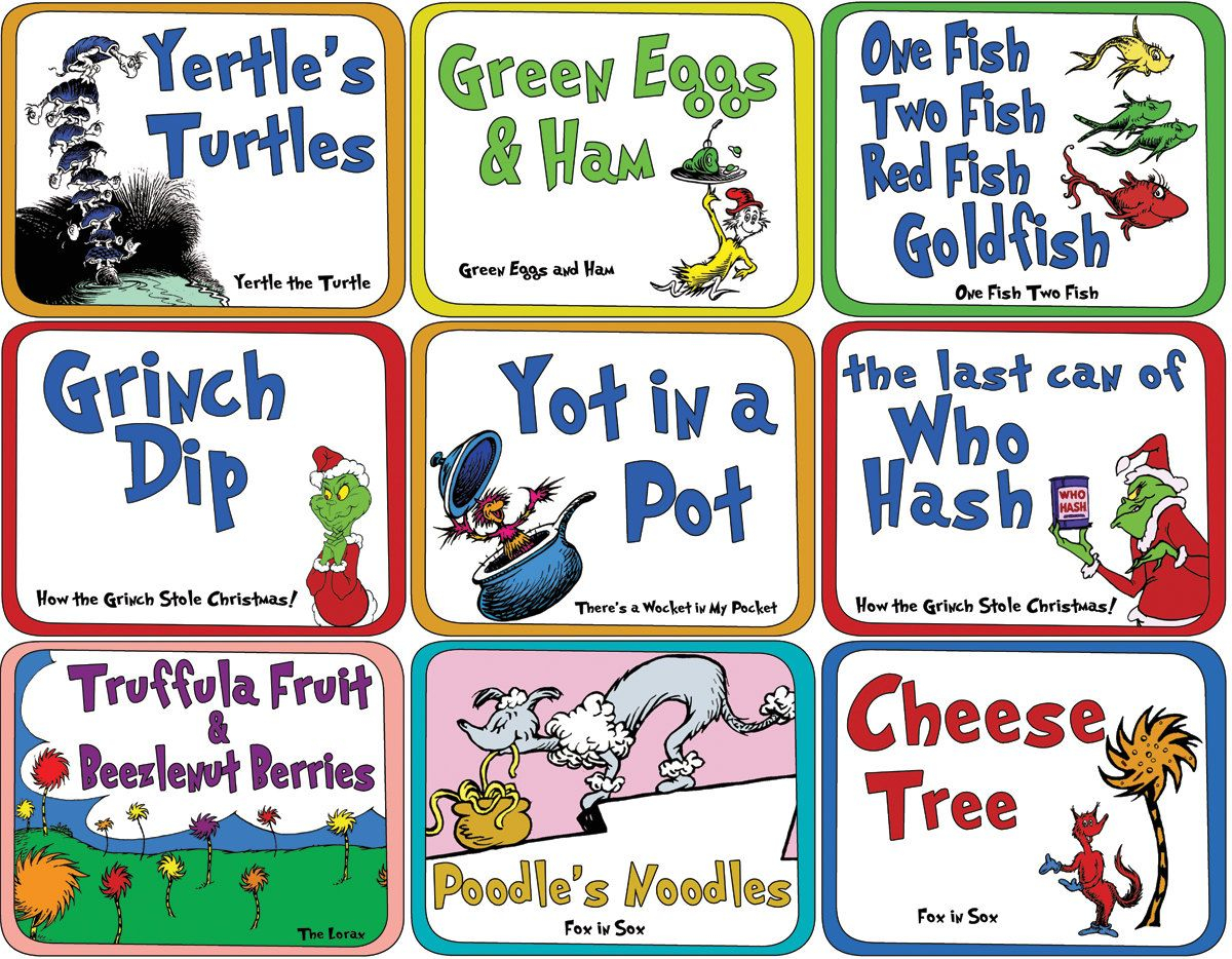 Dr Seuss Food Labels Large Set Of 35 Dr Seuss Party Dr Seuss Baby 