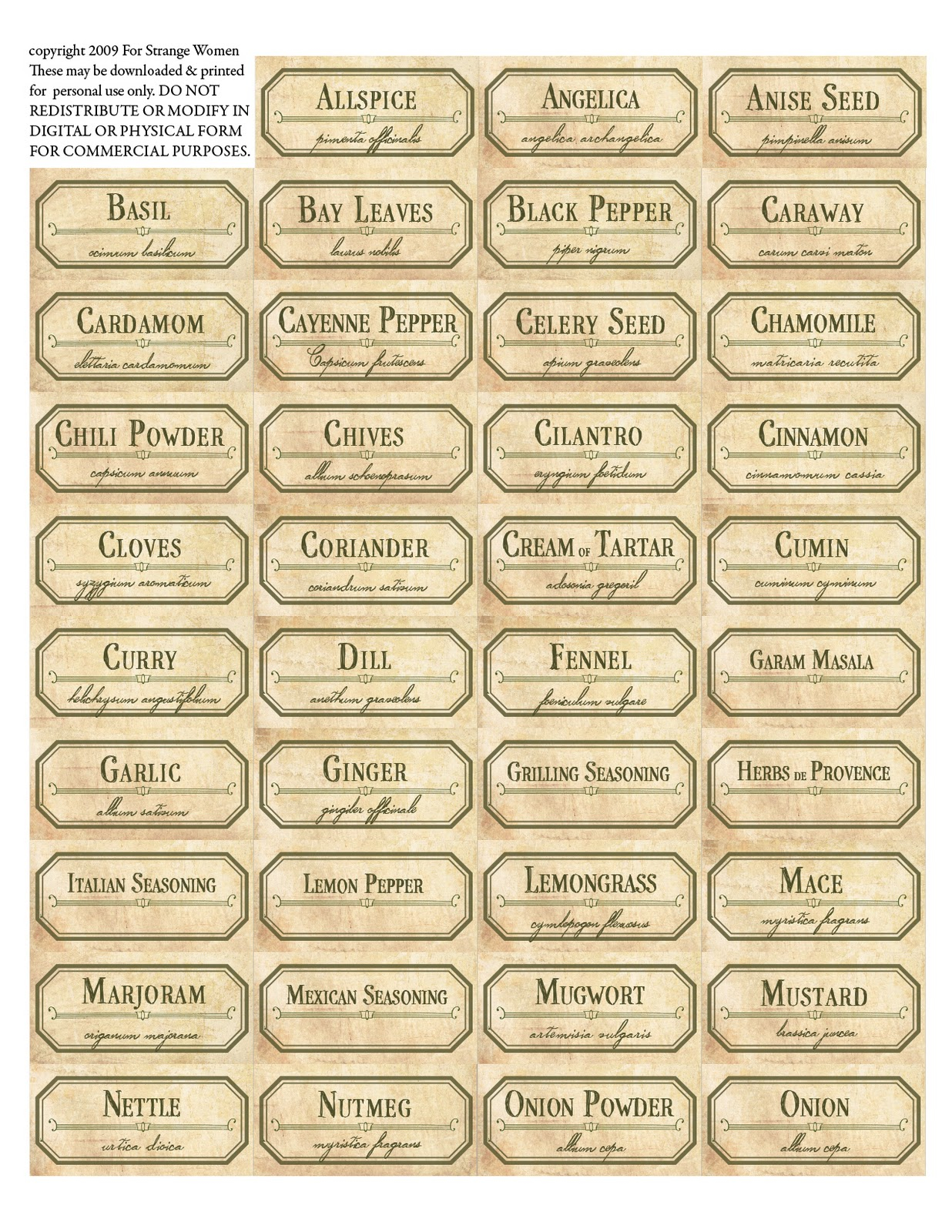 For Strange Women DIY Spice Jar Labels A Free Download To Transform