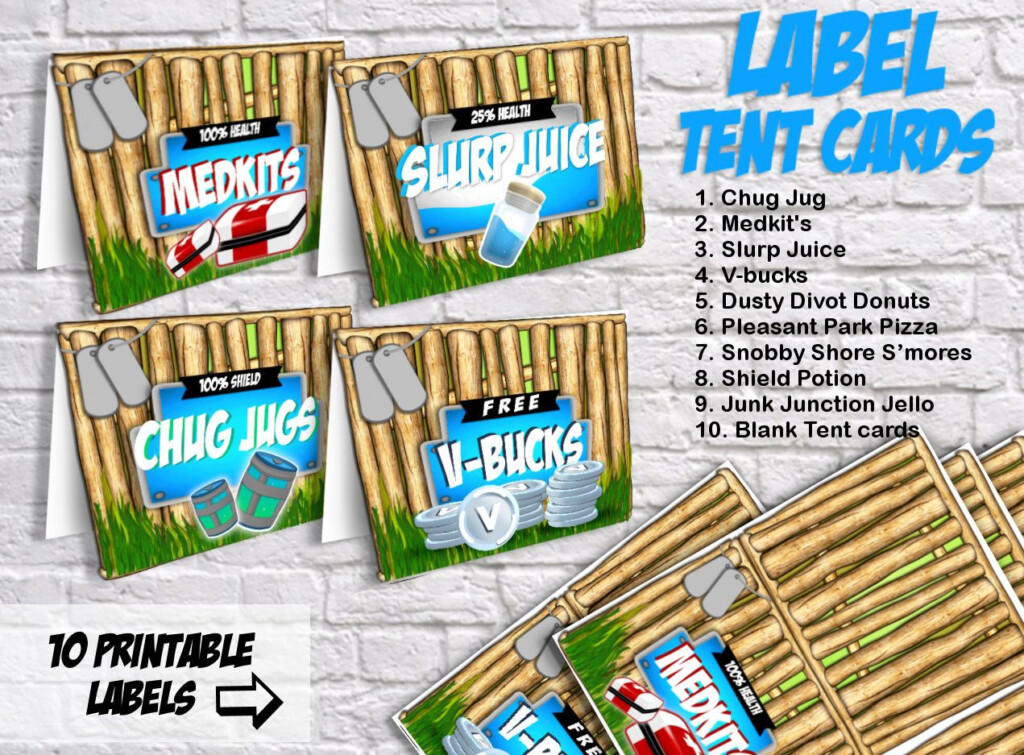 Fortnite Tent Cards Printable Labels Food Labels Print Birthday Party 