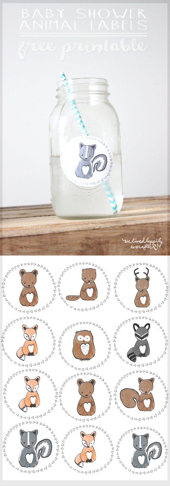 Free Forest Animal Mason Jar Baby Shower Label Printables We Lived