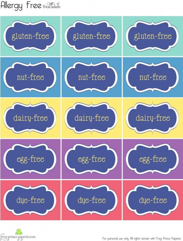 Free Printable Allergy Free Party Food Labels Frog Prince Paperie 