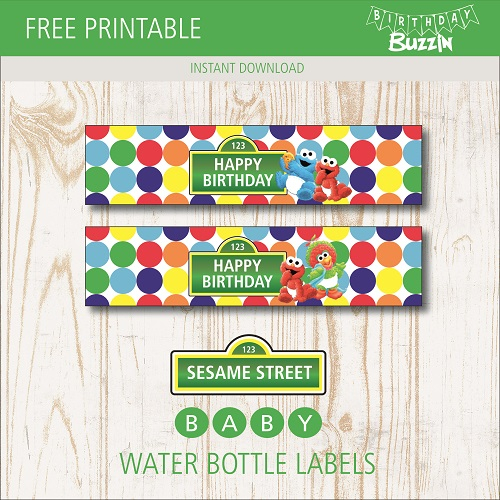 Free Printable Baby Sesame Street Water Bottle Labels Birthday Buzzin