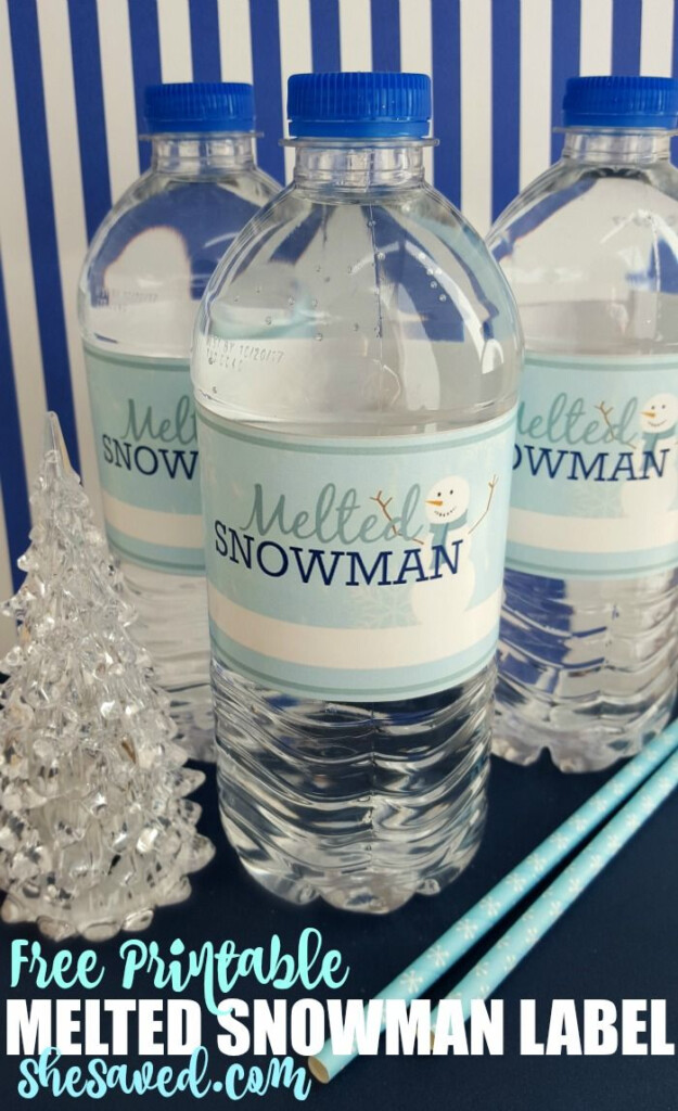 FREE Printable Melted Snowman Water Bottle Labels SheSaved Kids 