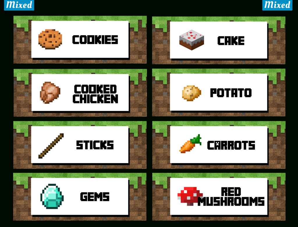 Free Printable Minecraft Food Tent Labels Bing Images Minecraft 