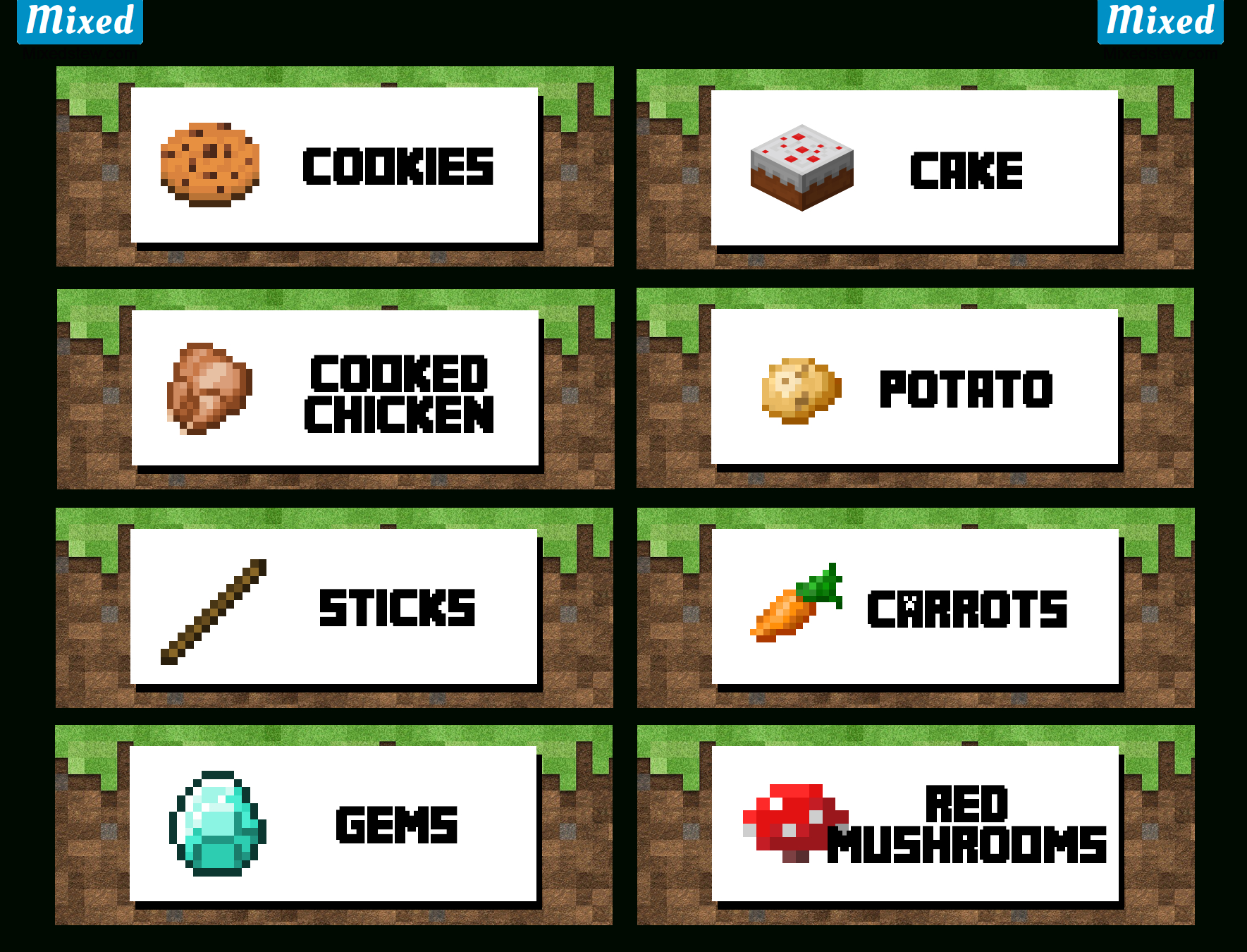 Free Printable Minecraft Food Tent Labels Bing Images Minecraft 