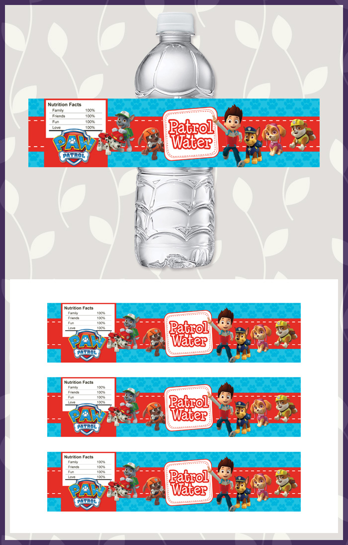 Free Printable Paw Patrol Water Bottle Labels Dark Paw Theme Free 