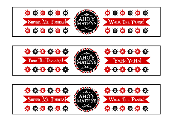 Free Printable Pirate Water Bottle Labels Pirate Birthday Party 