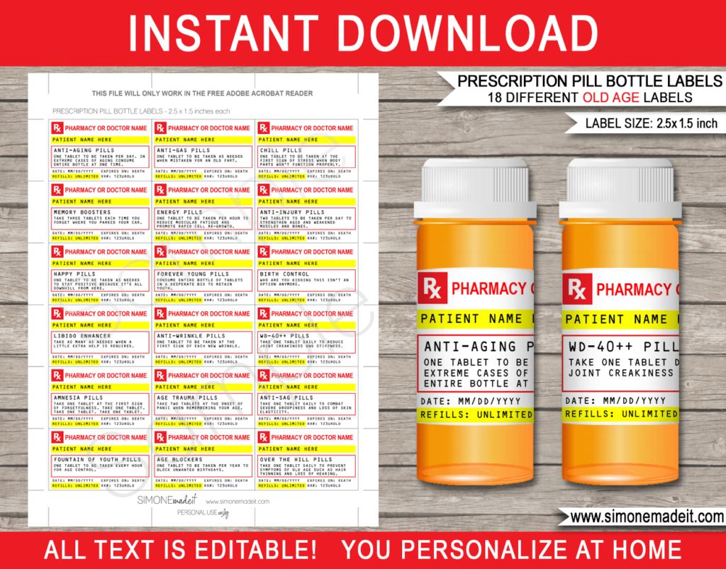 Free Printable Prescription Labels Joke 6 Pill Bottle Label Templates 