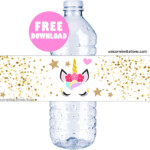 FREE Printable Unicorn Water Bottle Labels Template