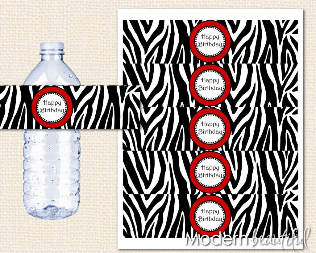 Free Printable Water Bottle Labels Zebra Water Bottle Labels Red 