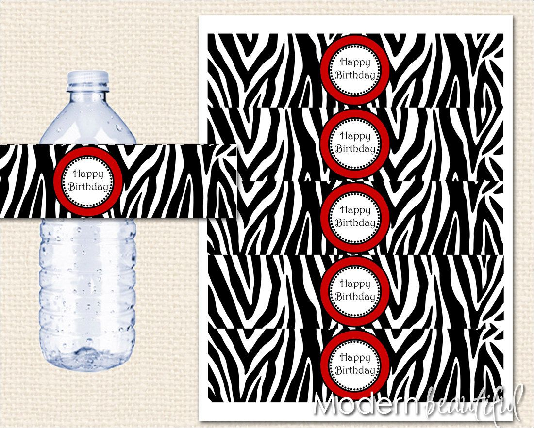 Free Printable Water Bottle Labels Zebra Water Bottle Labels Red