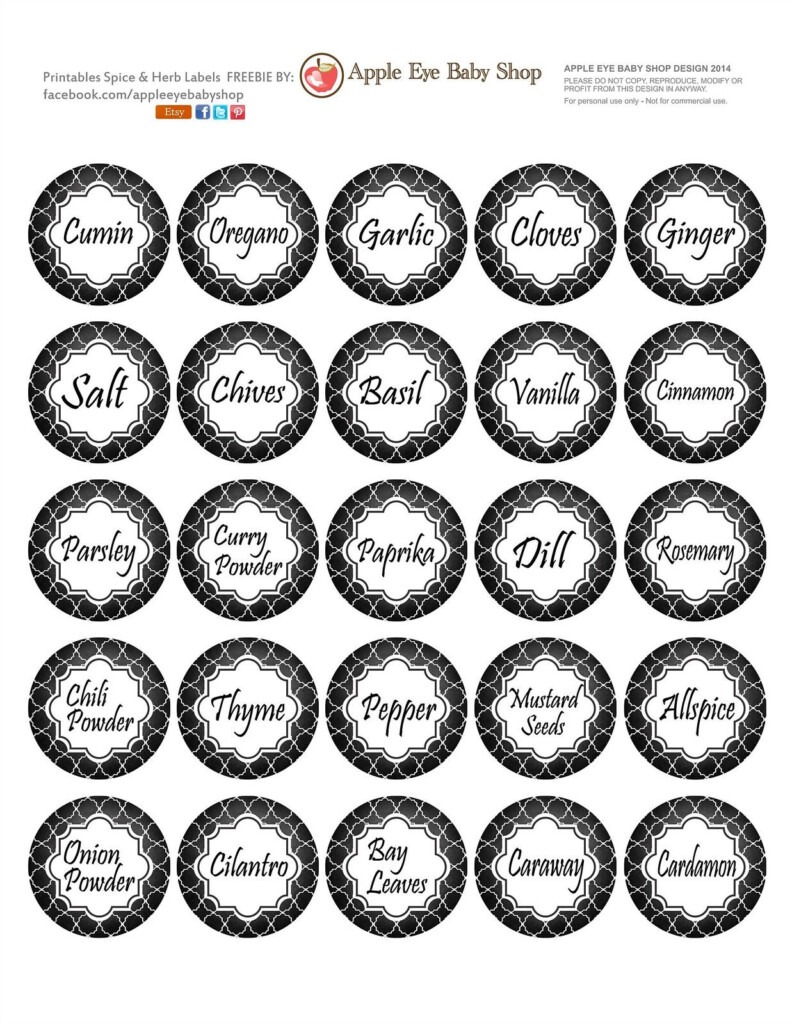 FREE Printables Spice Jar Labels Herb Labels Jar Labels