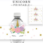 Free Unicorn Birthday Party Water Bottle Wrap Printable Instant