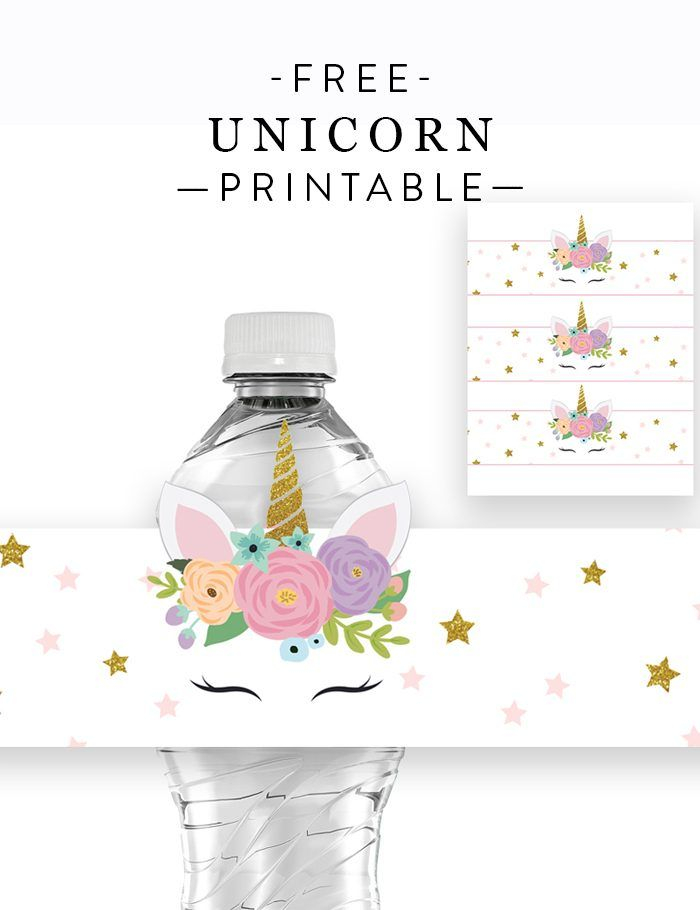 Free Unicorn Birthday Party Water Bottle Wrap Printable Instant 