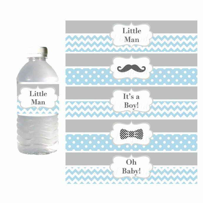 Free Water Bottle Label Template Baby Shower Lovely Mustache Baby 