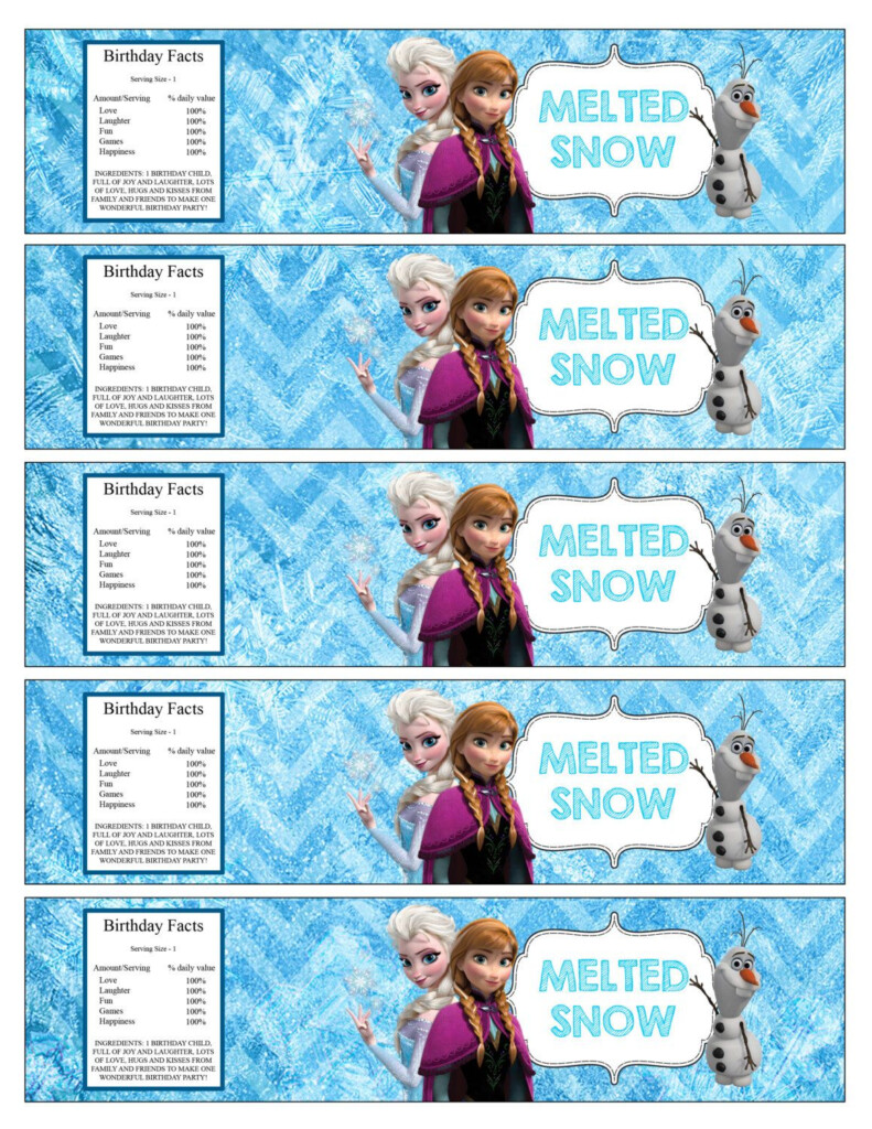 Frozen Printable Water Bottle Labels Melted Snow Printable Water 