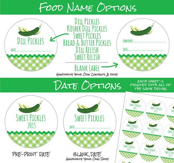 Gingham Pickle Canning Labels With Images Canning Labels Canning 