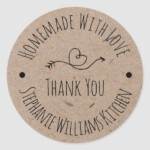 Homemade With Love Kraft Paper Thank You Classic Round Sticker