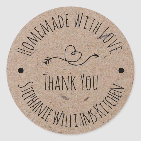 Homemade With Love Kraft Paper Thank You Classic Round Sticker