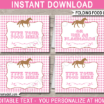 Horse Party Food Labels Template Pink Party Food Label Template