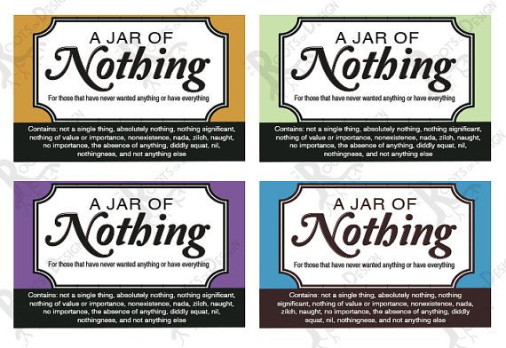 INSTANT DOWNLOAD Jar Of Nothing Printable Great Gag Gift Or Perfect