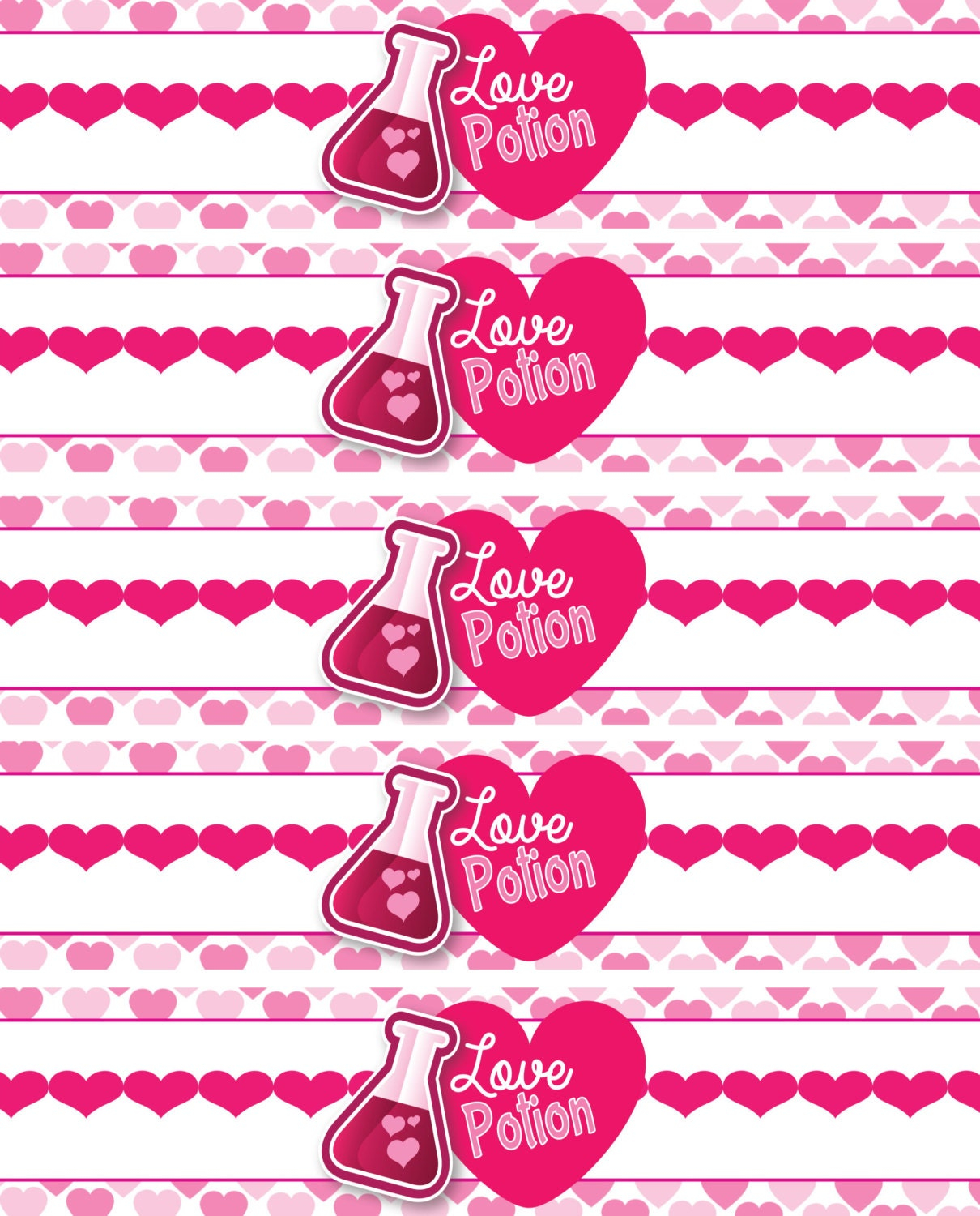 INSTANT DOWNLOAD Valentine s Water Bottle Labels DIY