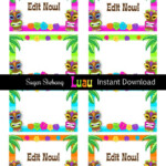 Luau Food Labels INSTANTLY Downloadable And Editable File