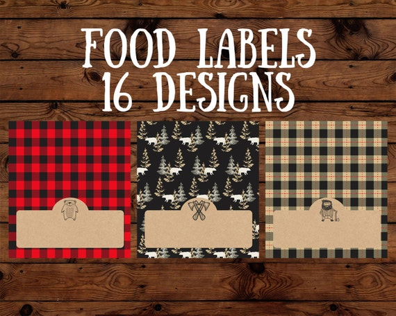 Lumberjack Birthday Party Food Labels Baby Shower Camping