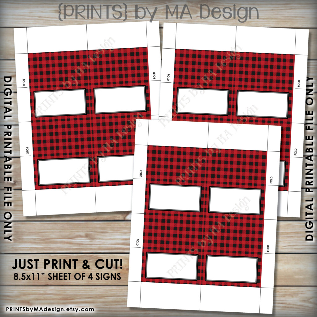 Lumberjack Theme Labels Buffalo Plaid Food Labels Red Checker Buffet 