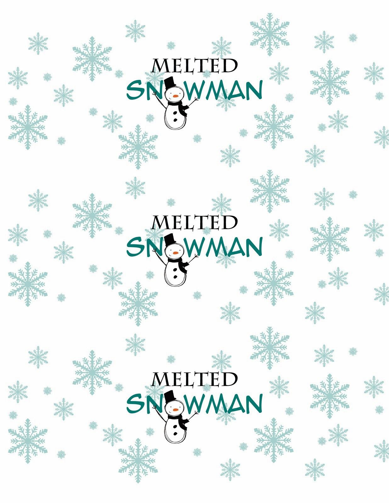 Melted Snowman Water Bottle Labels Melted Snowman Printable Snowman 